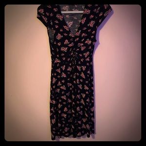 Pink Rose Black dress with flower prints
